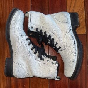 Frye White Combat Boots